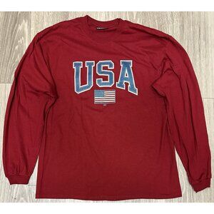 Steve & Barry's University Sportswear American Flag Red Long Sleeve Size Large